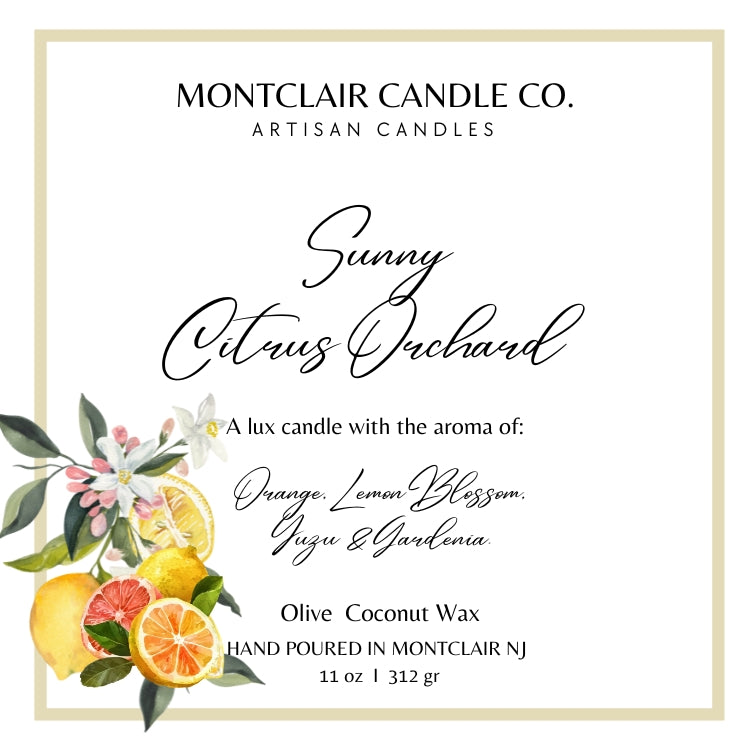 Sunny Citrus Orchard Luxury Aromatherapy Candle | Olive Coconut Candle | Vegan Candle | Spring Limited Edition Candle | 11 oz