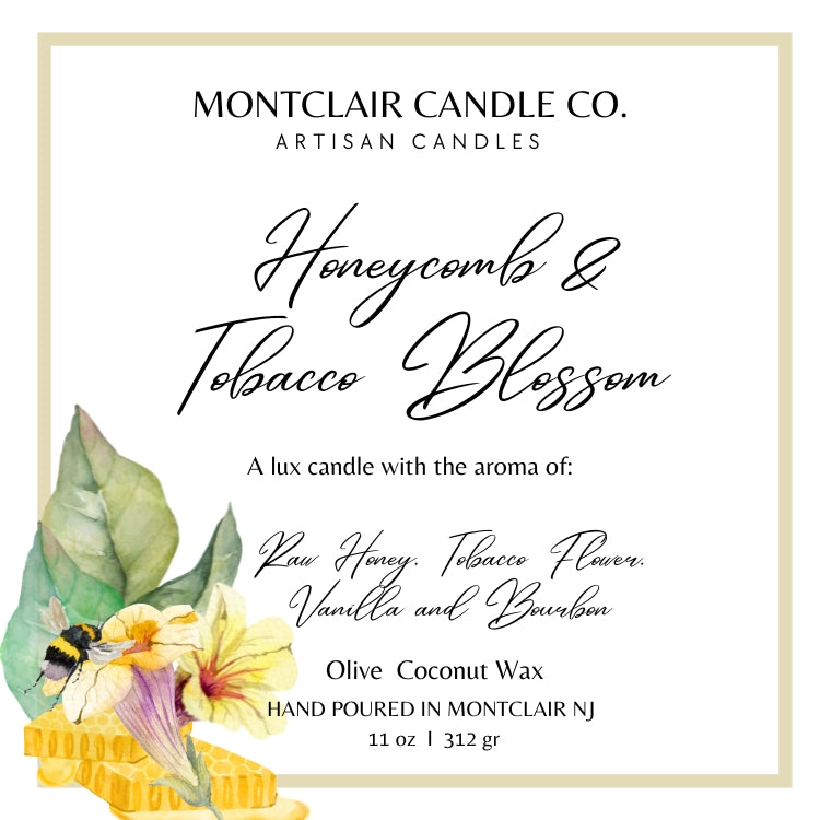 "Honeycomb & Tobacco Blossom" Scented Luxe Aromatherapy Candle | Olive Blend Wax | Summer Limited Edition11 oz