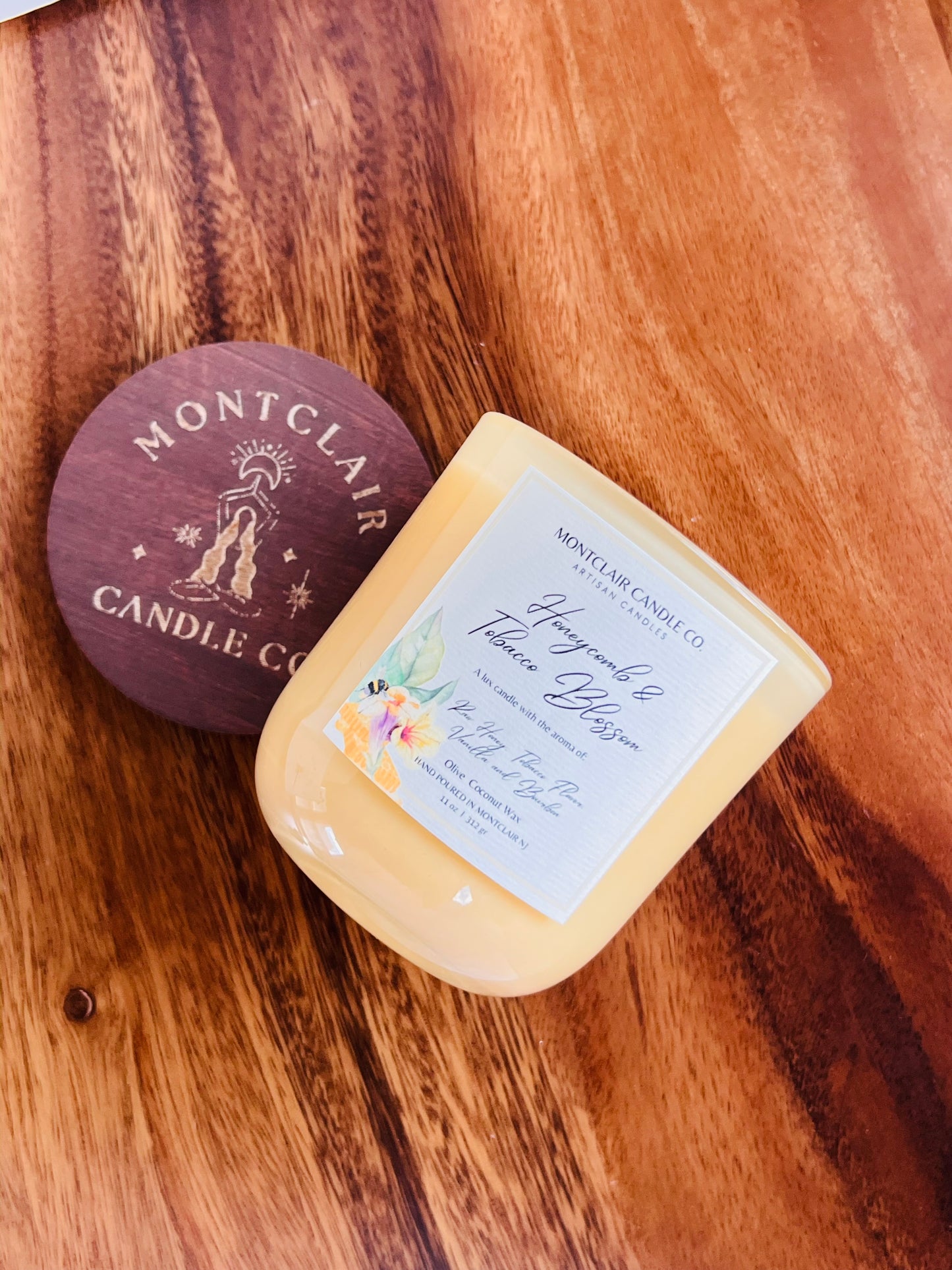 "Honeycomb & Tobacco Blossom" Scented Luxe Aromatherapy Candle | Olive Blend Wax | Summer Limited Edition11 oz