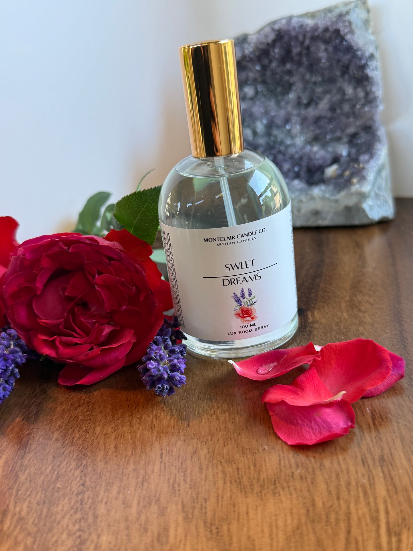 "Sweet Dreams" Rose Lavender Spray | Reiki Pillow Spray with Pink Quartz| 100 ML