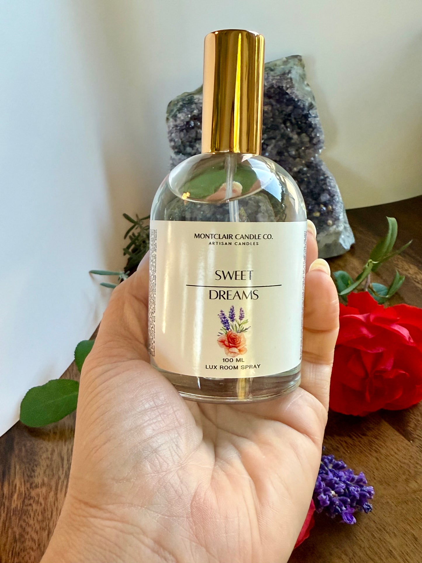 "Sweet Dreams" Rose Lavender Spray | Reiki Pillow Spray with Pink Quartz| 100 ML