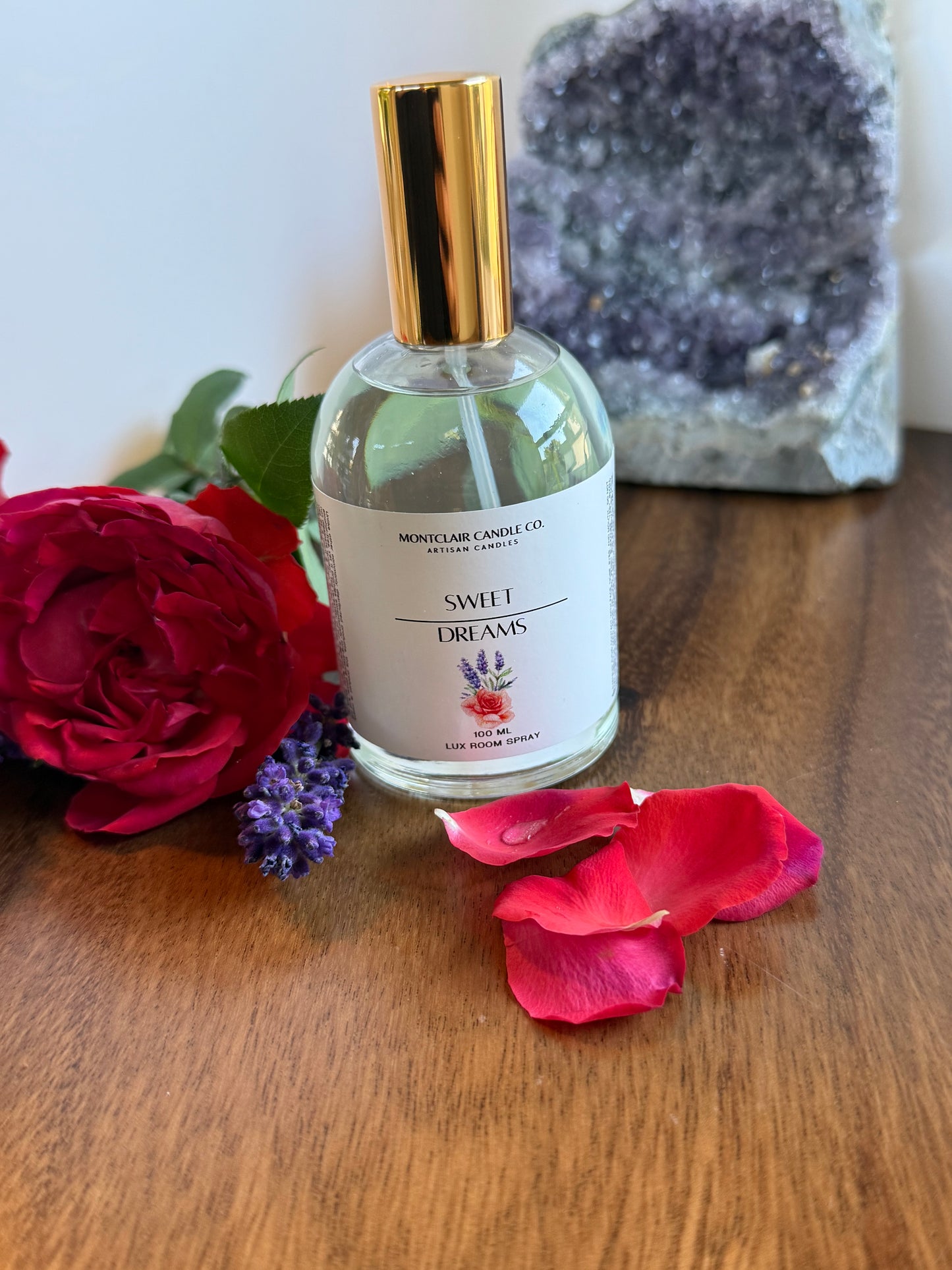 "Sweet Dreams" Rose Lavender Spray | Reiki Pillow Spray with Pink Quartz| 100 ML