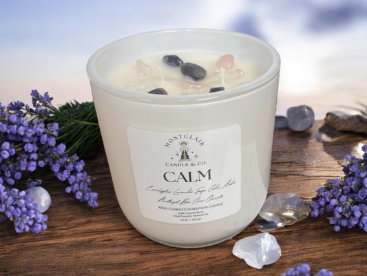 "Calm" Intention Candle | Almond Lavender Scented | Olive Wax Blend | 11oz Candle