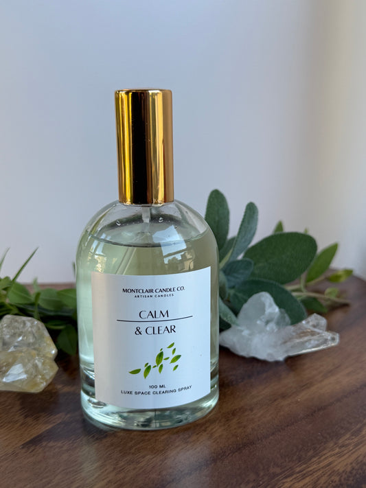 "Calm and Clear" Crystal Infused Room Spray |  Focus & Mental Clarity Reiki Room Spray | 100 ML