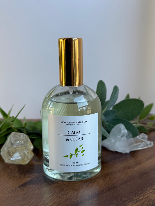 "Calm and Clear" Crystal Infused Room Spray |  Focus & Mental Clarity Reiki Room Spray | 100 ML