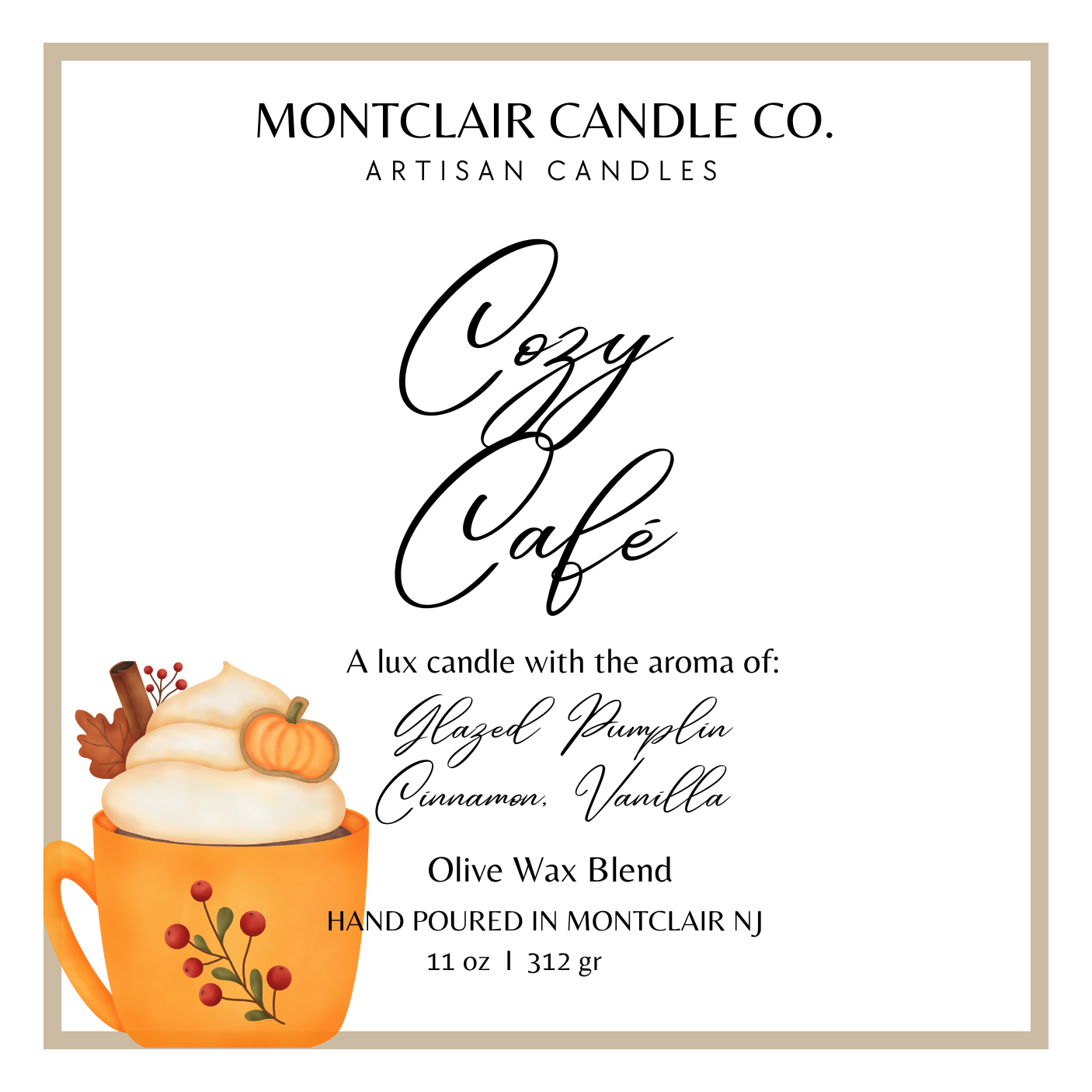 "Cozy Cafe" Luxe Olive Coconut Wax Candle | 11 oz