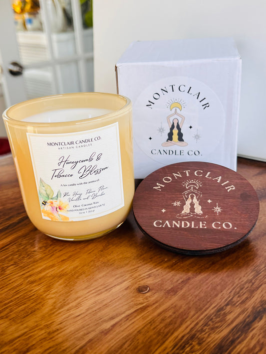 "Honeycomb & Tobacco Blossom" Scented  Luxe Aromatherapy Candle | Olive Blend Wax | Summer Limited Edition11 oz