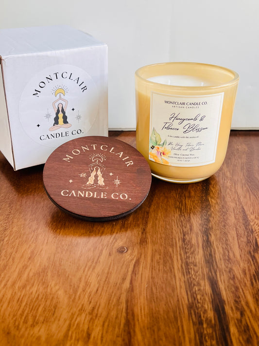 "Honeycomb & Tobacco Blossom" Scented  Luxe Aromatherapy Candle | Olive Blend Wax | Summer Limited Edition11 oz