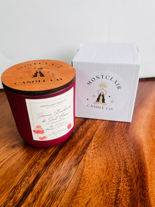 "Strawberries Whipped Cream" Scented Luxe Aromatherapy Candle | Olive Wax Blend  | Summer Limited Edition Candle | 11 oz
