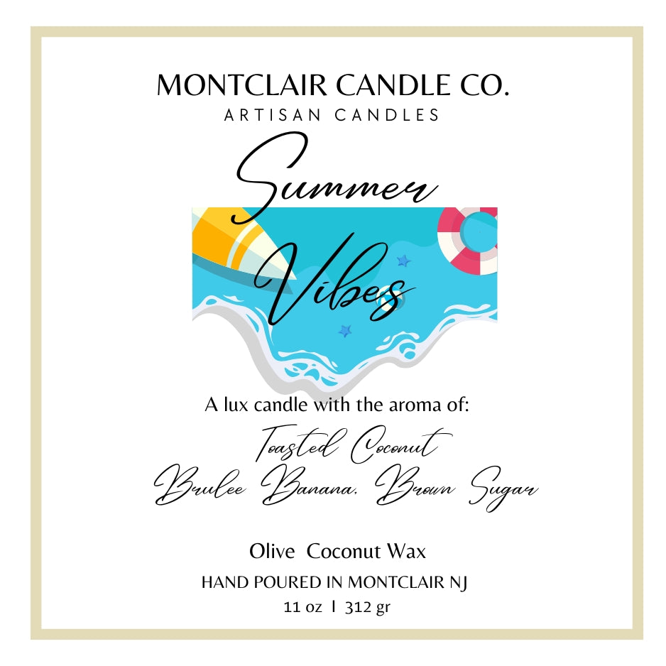 "Summer Vibes" Scented  Luxe Aromatherapy Candle | Olive Wax Blend | Summer Limited Edition Candle | 11 oz