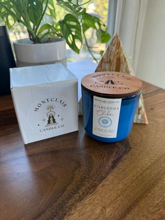 Throat (Vishuddha)  Candle  | Citrus, Matcha, Clary Sage, Mint White Tea  | Olive Wax Blend | 11oz